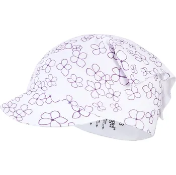 Čepice Little Angel Šátek tenký kšilt TISK Outlast® - bílá kytičky Velikost čepic: 5 | 49-53 cm