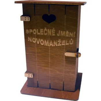 Žertovný předmět Mdeco Pokladnička kadibudka dřevěná - Společné jmění novomanželů