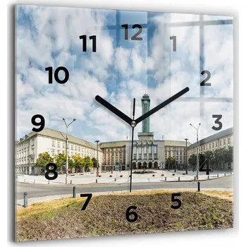 Hodiny Skleněné nástěnné hodiny tiché Kuchyně Panorama města Ostrava 60x60 cm