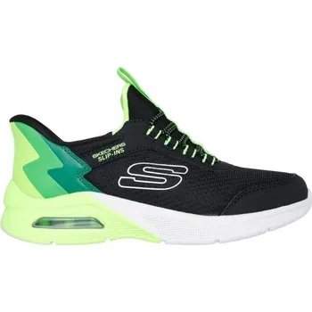 Chlapecké tenisky Dětská vycházková obuv Skechers MICROSPEC MAX - BRISK STRIPE 27 Černá, Reflexní neon, Bílá