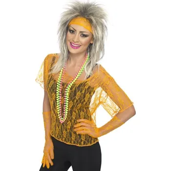 Karnevalový doplněk Smiffys.com Sada krajková oranžová 80. léta