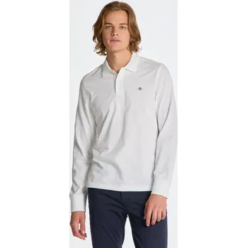 Pánská košile POLOKOŠILE GANT REG SHIELD LS PIQUE RUGGER WHITE