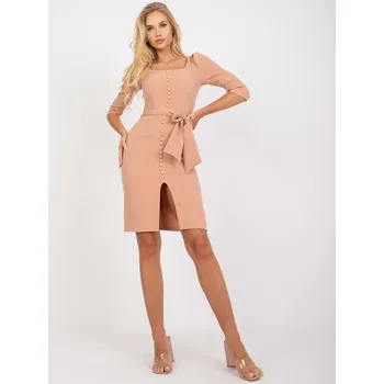 Dámské šaty Béžové elegantní přiléhavé šaty -LK-SK-508861.33X-beige Velikost: 36