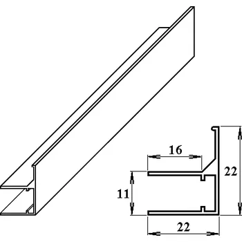 Stavební profil AL ukončovací/okrajový U/F-profil 8mm/2100mm