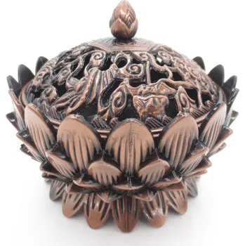 Mani Bhadra Mani Bhadra Kadidelnice mosazná s pokličkou (červená barva), 9,5 x 9 cm