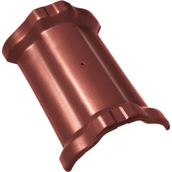 Střešní krytina Bramac - keramický drážkový hřebenáč vyrovnávací dvouhrdlý, červenohnědá