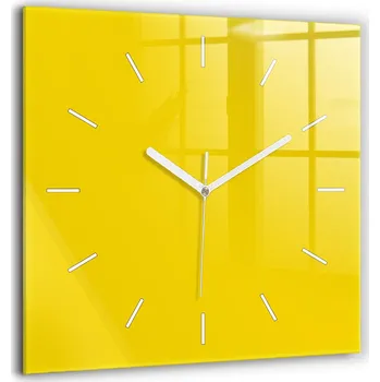 Hodiny Velké tvrzené skleněné hodiny moderní nástěnné žluté 60x60