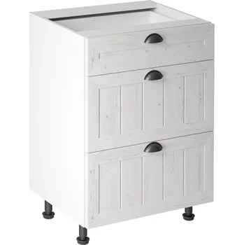 Obývací stěna Spodní skříňka se třemi šuplíky D60S3, bílá / sosna andersen, PROVANCE