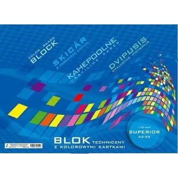 Technický blok s barevnými papíry A4, 10 listů, 170 g Kreska