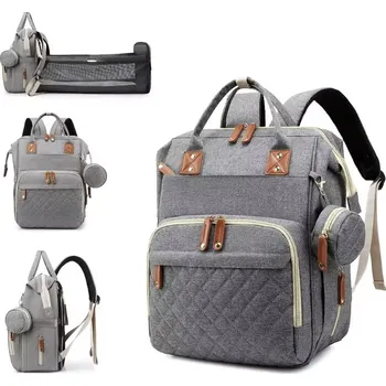 Přebalovací taška Multifunkční přebalovací batoh na kočárek pro maminky s postýlkou Barvy: šedá