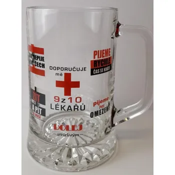 Žertovný předmět Půllitr skleněný - doporučuje mě 9 z 10 lékařů - 0,5l