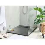 Sprchová vanička s odtokem černá SMC 80 x 100 x 3 cm obdélníkový tvar efekt přírodního kamene minimalistický styl koupelna Beliani