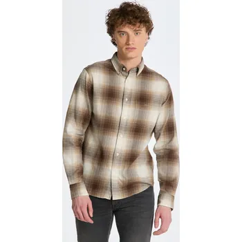 Pánské oblečení KOŠILE GANT REG UT SHADOW CHECK FLANNEL SHIRT DESERT BROWN