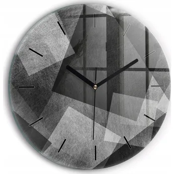 Hodiny Moderní skleněné hodiny s grafikou na zeď Abstrakce geometrická fi30 cm