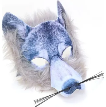 Karnevalová maska dovoz Maska vlk s chlupy - polomaska na gumičku