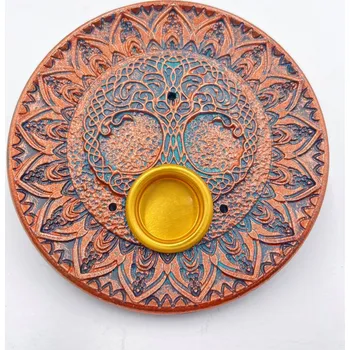 Vonná tyčinka Mani Bhadra Mani Bhadra Stojánek na vonné tyčinky a kužely Tree of Life (bronze), 10 cm