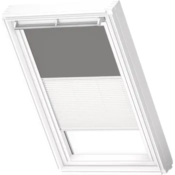 Okno Velux roleta zatemňující/plisovaná DFD SWL 0705 (šedá - bílá), pro MK06, bílé lišty, Standard