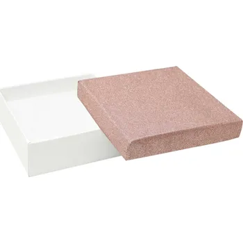 Dárková krabička B-TOP Třpytivá papírová dárková krabička na šperky 8 x 8 cm - zlatorůžová/ bílá