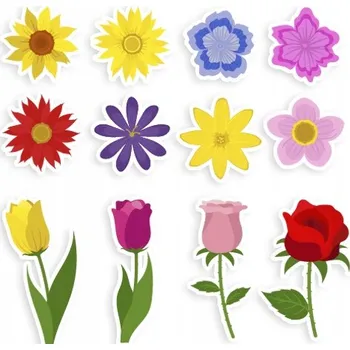 Okenní dekorace Nálepka na okno s motivem knihy a komiksu - Jaro, jarní dekorace KVĚTINOVÝ MIX do školky, oboustranná, 6 ks