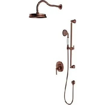 Vodovodní baterie OMNIRES Armance - Sprchový set s baterií pod omítku, s tělesem, průměr 22,5 cm, kartáčovaná měď SYSAM20ORB