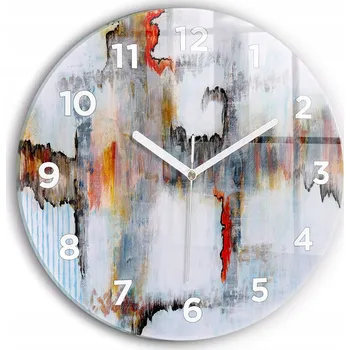 Hodiny Skleněné moderní foto nástěnné hodiny s plynoucím chodem ručiček Abstrakce průměr 30 cm