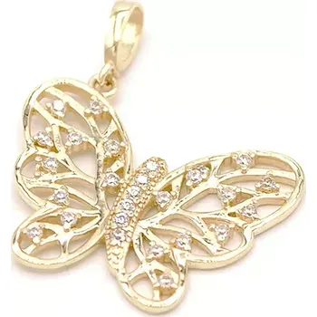 Přívěsek Zlatý přívěsek motýl zdobený zirkony 1,60g