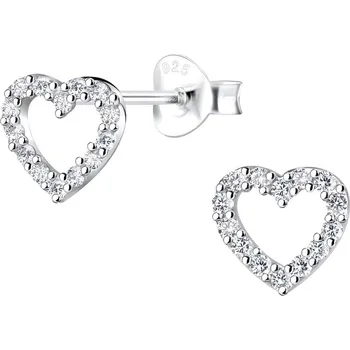 Náušnice Stříbrné náušnice Heart se Zirkony Ag 925/1000