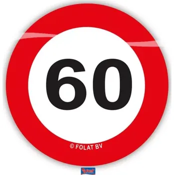 Žertovný předmět Konfety na stůl XL Dopravní značka 60 let - 48 ks