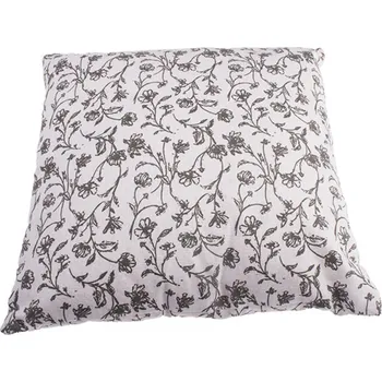 Polštář Dakls Polštář textilní s výplní, bílý a hnědý kytičky 0/10