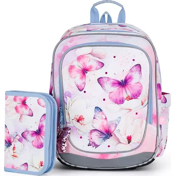Školní batoh Topgal školní set ENDY 24002 Small – školní batoh s penálem pro 1.–3. třídu ZŠ s motivem motýlů