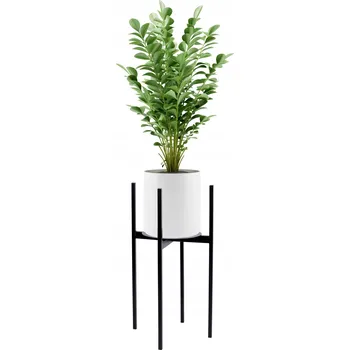 Stojan na květiny DRŽÁK NA KVĚTINÁČ STOJÍCÍ KOVOVÝ STOJAN NA KVĚTINY ČERNÝ INDUSTRIAL LOFT 60 cm