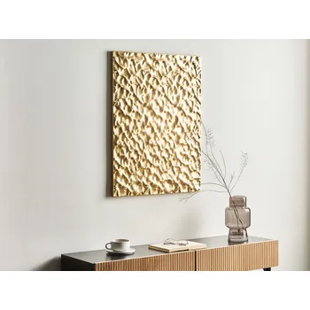 Nástěnná dekorace kovová zlatá železná závěsná obdélníková stěna doplněk glamour styl Beliani