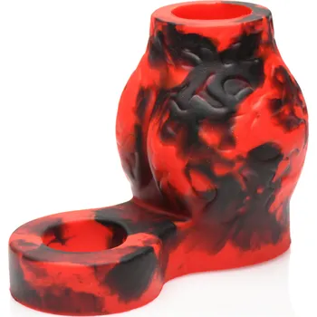 Návlek na penis Creature Cocks Hell Hound Silicone Penis Sleeve + Ball Stretcher Medium Red