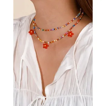 Karnevalový doplněk Náhrdelník kytičky barevný