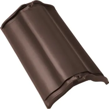 Střešní krytina Bramac - keramický drážkový hřebenáč vyrovnávací bez hrdla, hnědá engoba