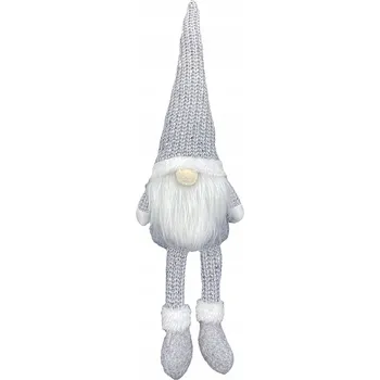 Vánoční dekorace Vánoční skřítek trpaslík s šedou bradkou 46 cm