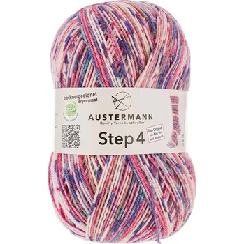 Příze Austermann Step 4 Color 485 Berry (Ponožková příze Step 4 - 485 Berry)