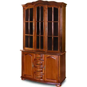 Vinotéka Dřevěná komoda s vitrínou 4 zásuvky mod. 206/2-4