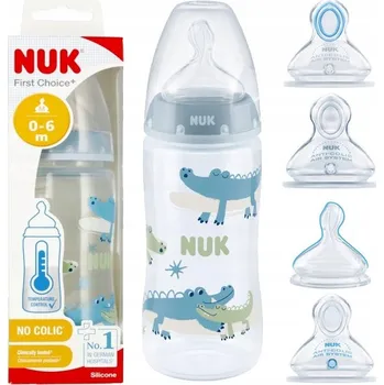 NUK LÁHEV S UKAZATELEM TEPLOTY 300ml 0-6m+ FIRST CHOICE ŠEDÁ