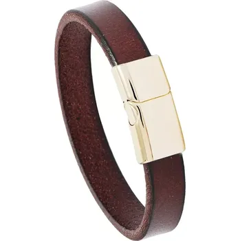 Náramek Pánský kožený náramek Omaha, Gold