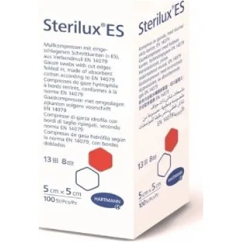 STERILUX ES kompresy z gázy, 5 cm x 5 cm