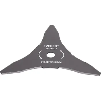 Žací ocelový nůž 3 zubý rozměr 255 mm x 20,0 mm x 3,0 mm pro křovinořezy a motorové vyžínače