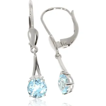 Náušnice Zlatnictví Helios Visací zlaté náušnice Topaz a Diamanty