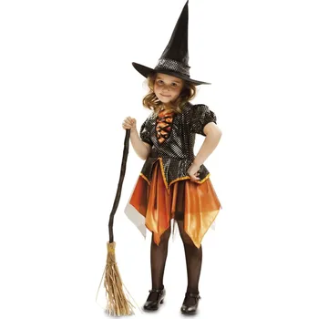Karnevalový kostým Dětský kostým Čarodějnice Elvíra šaty s kloboukem, velikost: 1-2
