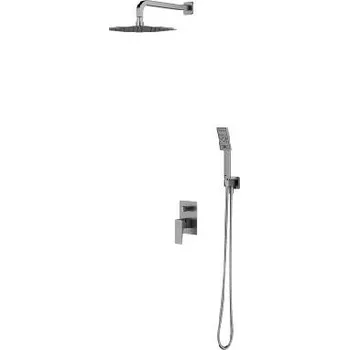 Sprchový set OMNIRES Parma - Sprchový set s baterií pod omítku, s tělesem, 25x25 cm, 3 proudy, kartáčovaný nikl SYSPM21IN