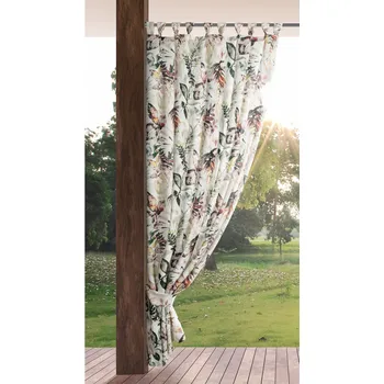 Pergola Venkovní vzorovaný zahradní závěs s poutky LUCIE I. různé velikosti (cena za 1 kus) + dárek úvaz MyBestHome Rozměr: 155x220 cm Poutka se suchými zipy