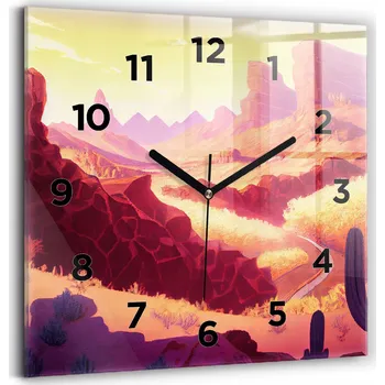 Hodiny Skleněné nástěnné hodiny s tichým chodem - Arizona, poušť