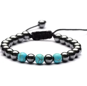 Náramek Stahovací náramek Hematit & Tyrkys