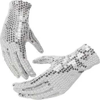 Karnevalový doplněk dovoz Rukavice s flitry stříbrné