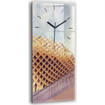 Hodiny Vertikální skleněné nástěnné hodiny s motivem: Vyhlídka v Seville 30x60 cm